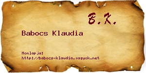 Babocs Klaudia névjegykártya